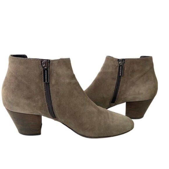 Aquatalia Suede Heeled Ankle Bootie Fallyn Taupe - Picture 9 of 10